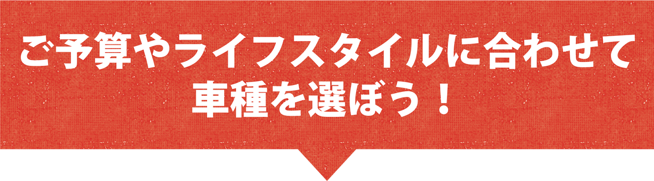 ご予算やライフスタイルに合わせて車種を選ぼう!